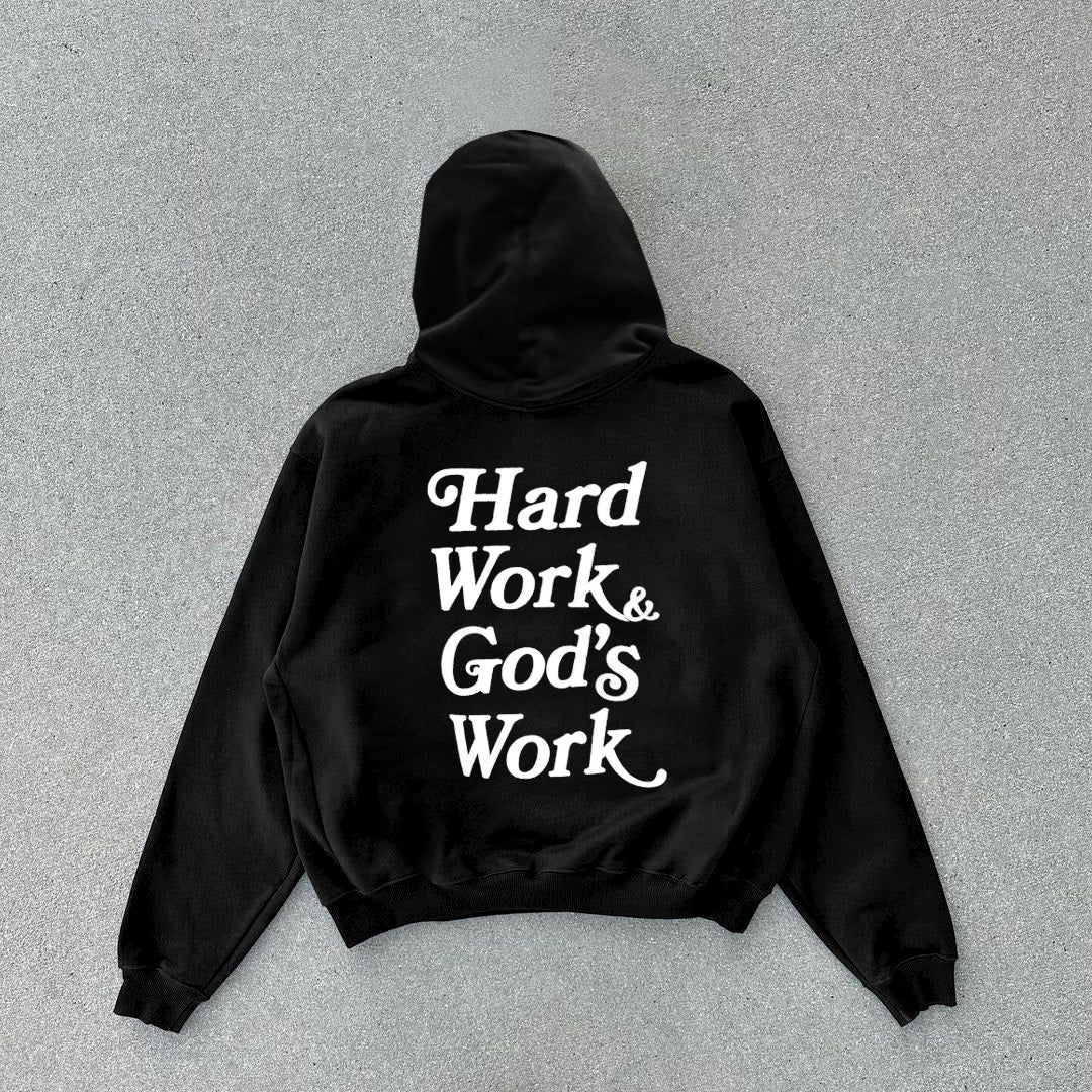 Hard Work & God's Work Print Pullover Fleece Hoodie