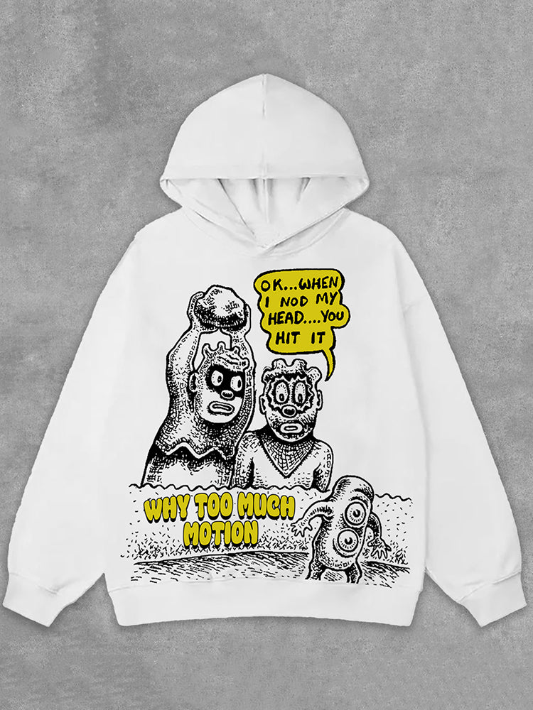 Men's Street Why Too Much Motion Graphic Print Side Pockets Hoodie