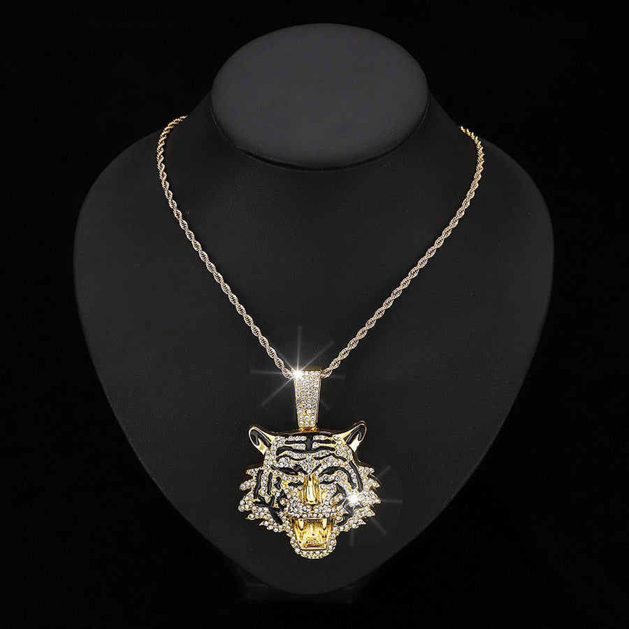 Men's Hip Hop Diamond Tiger Twist Necklace