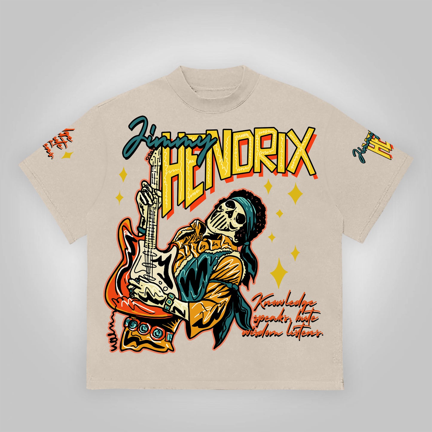 Hendrix Fashion Guitarist Graphic Cotton T-Shirt