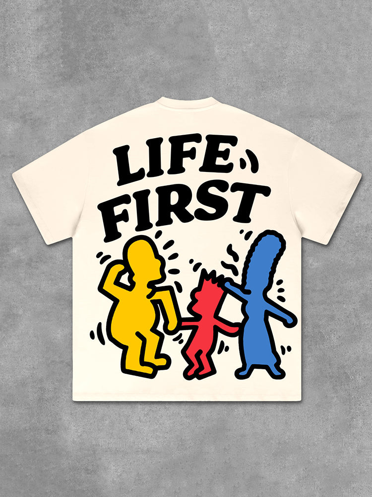 Life First Graffiti Flat Graphic Cotton T-Shirt