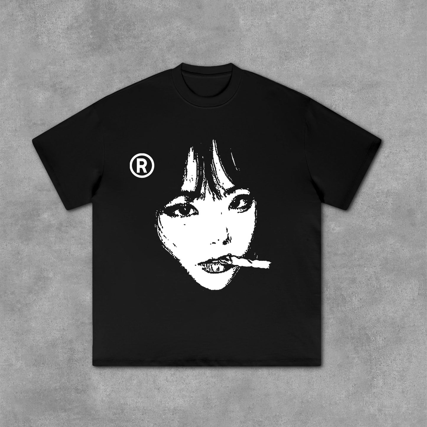 Vercoo Vintage Smoke Portrait Graphic 100% Cotton Short Sleeve T-Shirt