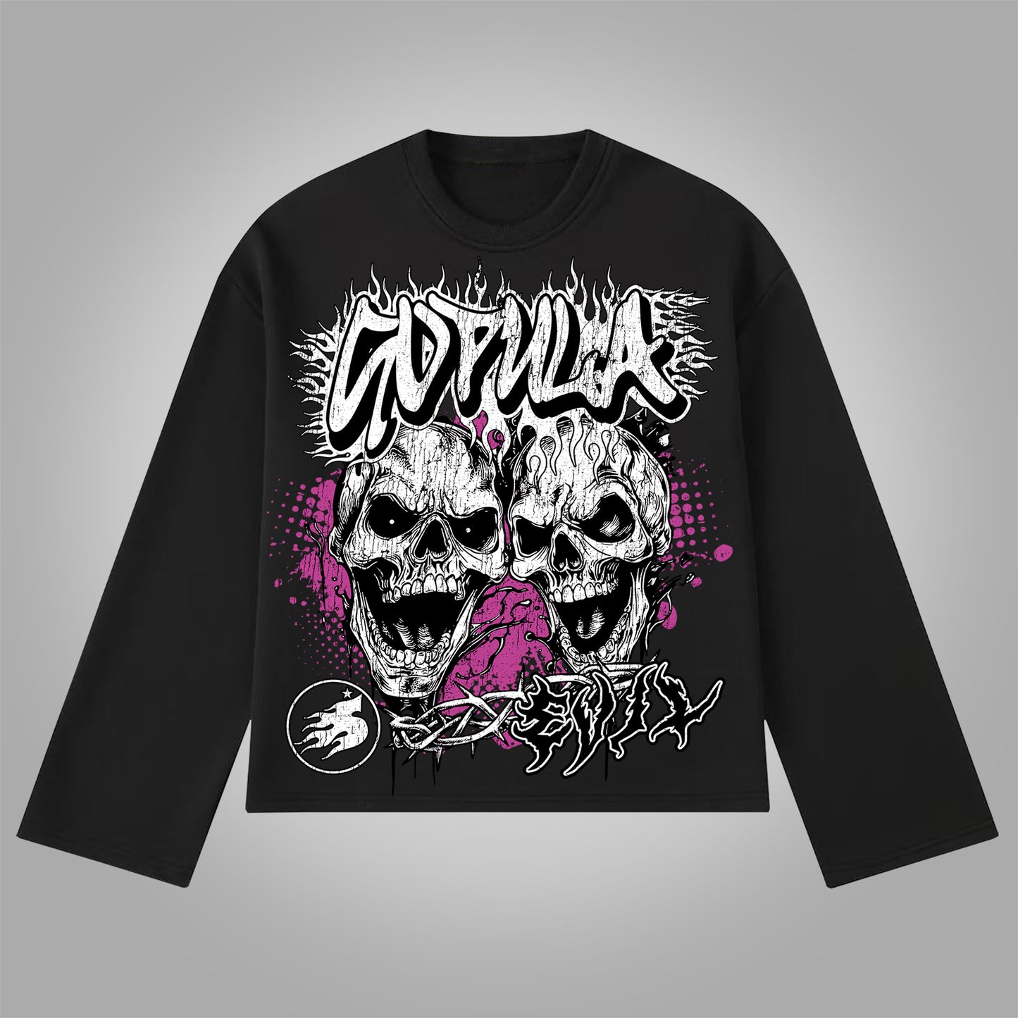 Vercoo You Better Know Evil Skull Graphic Cotton Cotton Long Sleeve T-Shirt