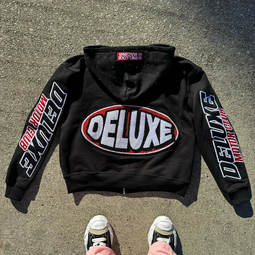 Vintage Deluxe Graphic Hip Hop Oversized Zip Up Hoodie