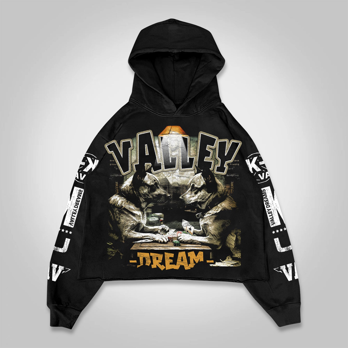 Vercoo Vintage Warzone Valley Dream Graphics Cropped Hoodie