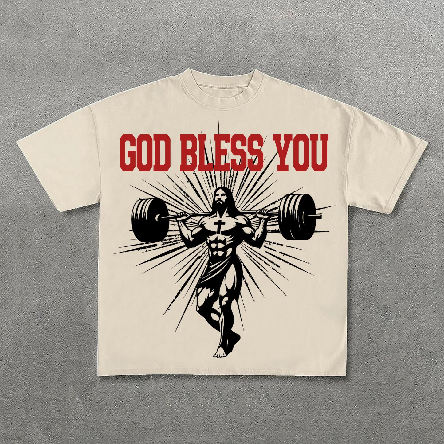 God Bless You Priest Power Fitness Print Cotton T-Shirt