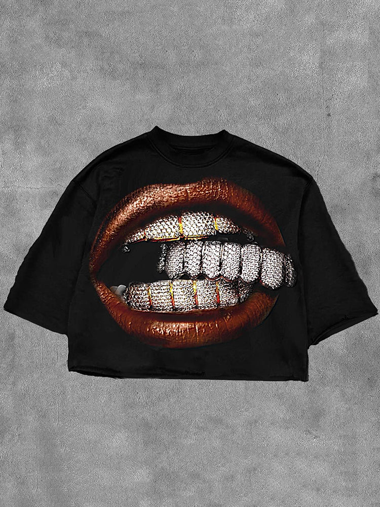 Crooked Smile Printed Short Sleeve T-Shirt