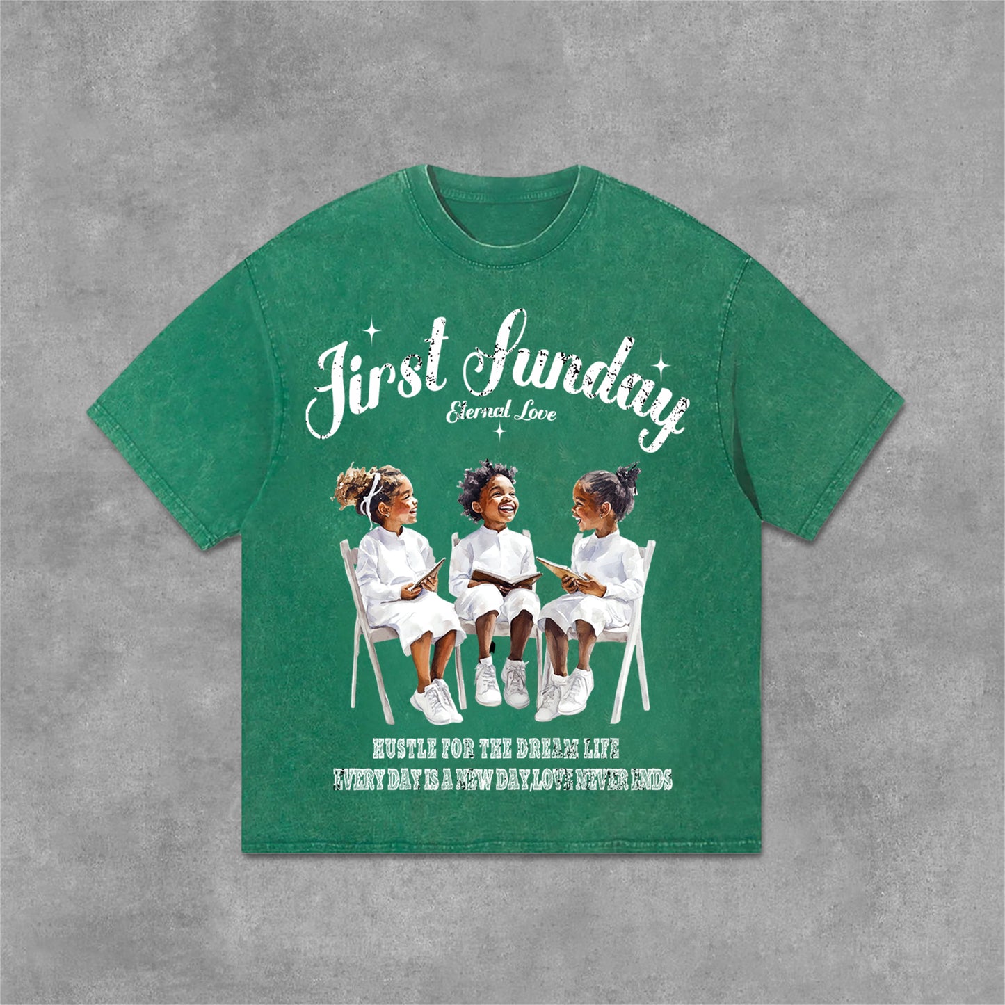 First Sunday Graphics Print Acid Washed T-Shirt