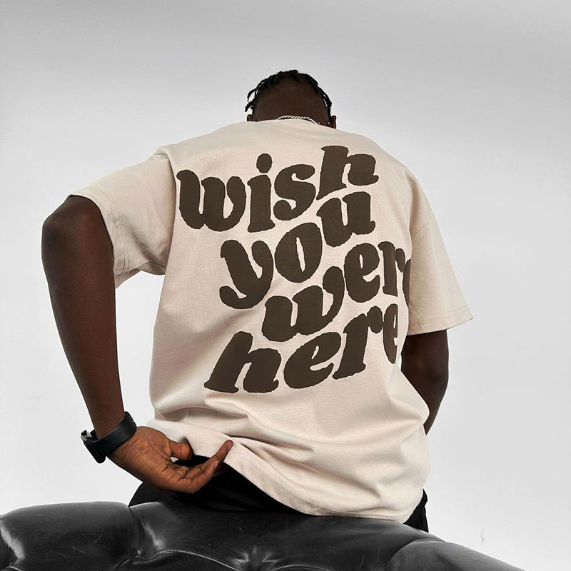 Vercoo Wish You Were Here Graphic Print T-Shirt