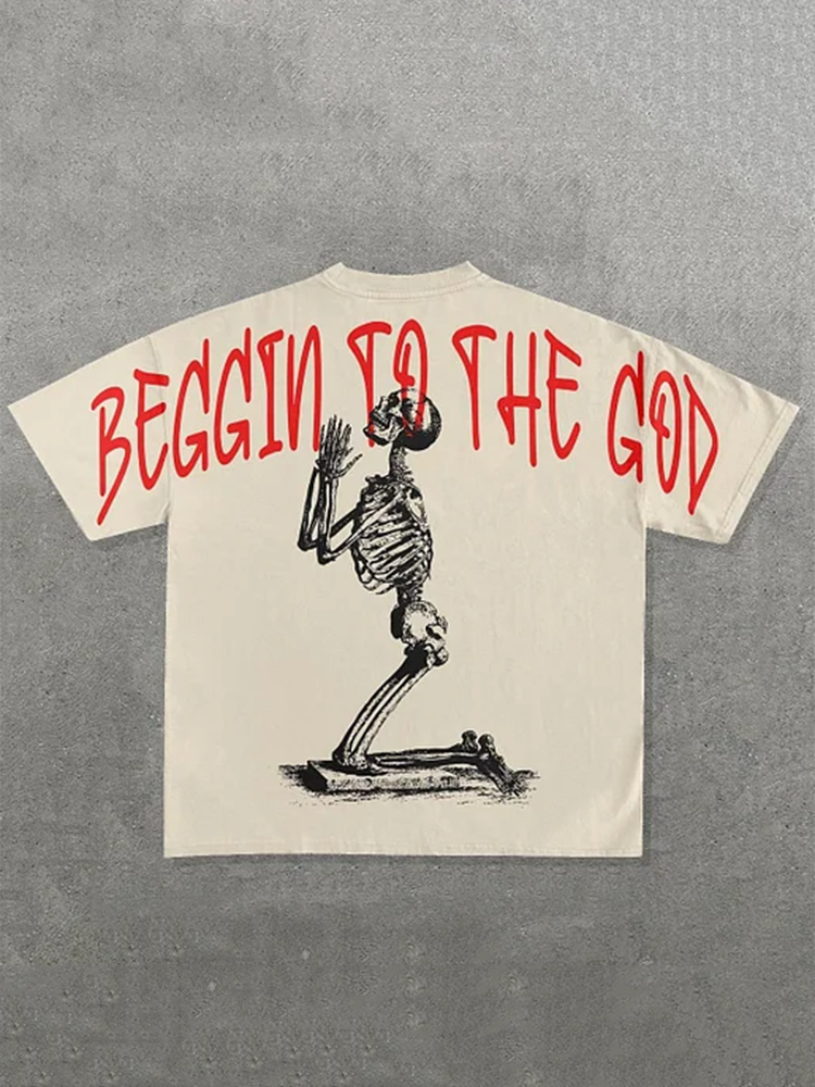 Beggin In The God Graphics Printed Cotton T-Shirt