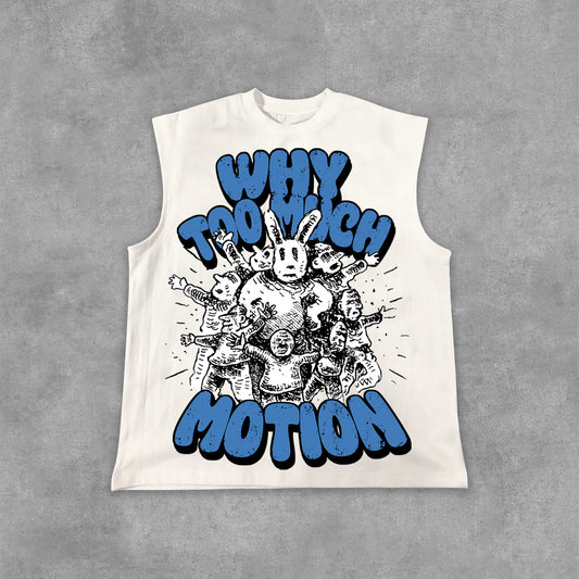 Vintage Why Too Much Motion Graphic Print Cotton Tank Top