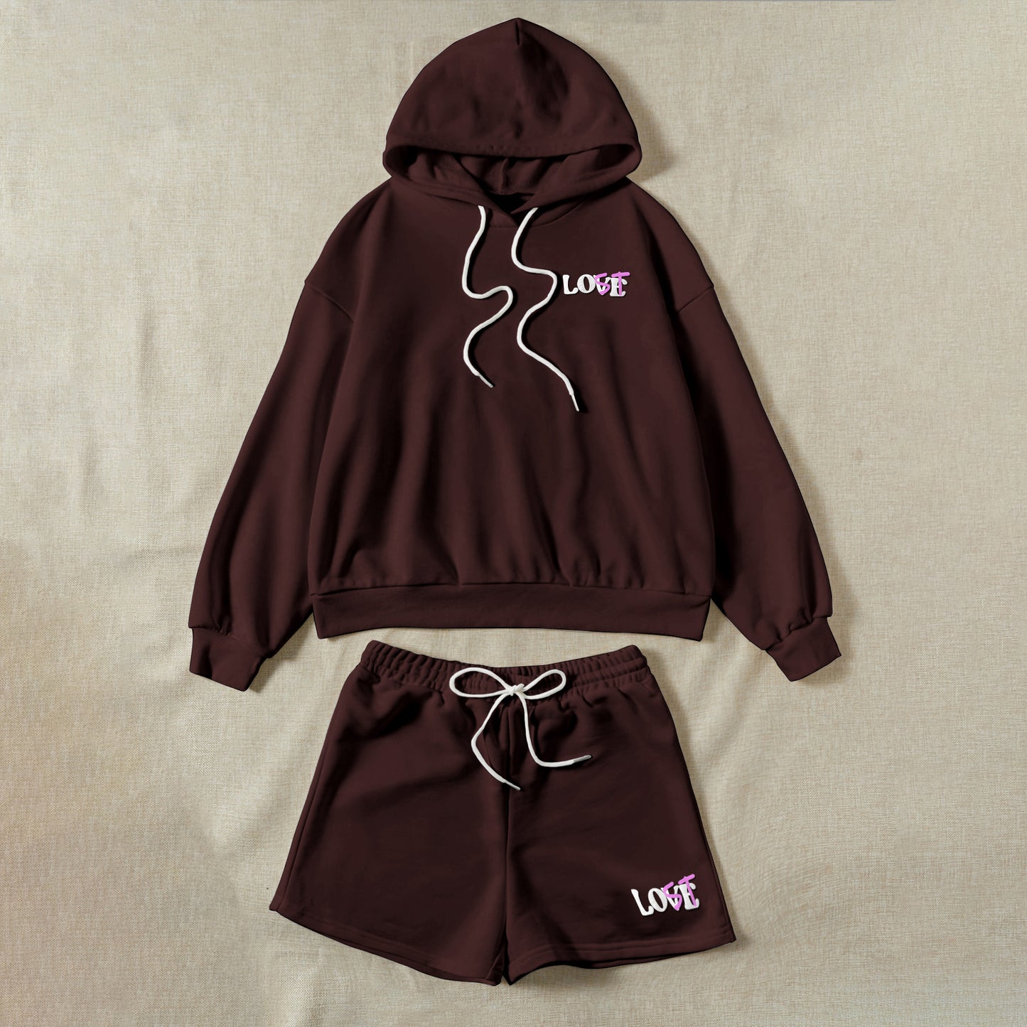 You're Lost Without Me Puff Print Hoodie & Shorts Sets