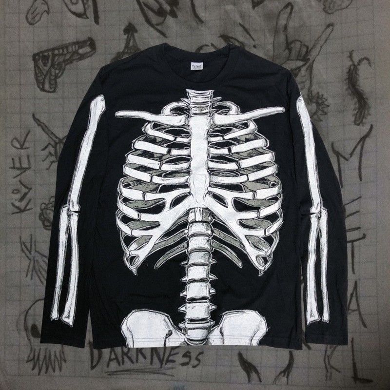 Gothic Skeletal Graphic Long Sleeve T-Shirt