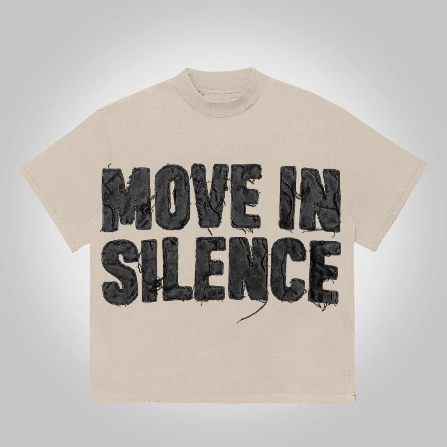 Vercoo Vintage MOVE IN SILENCE Graphics Cotton T-Shirt