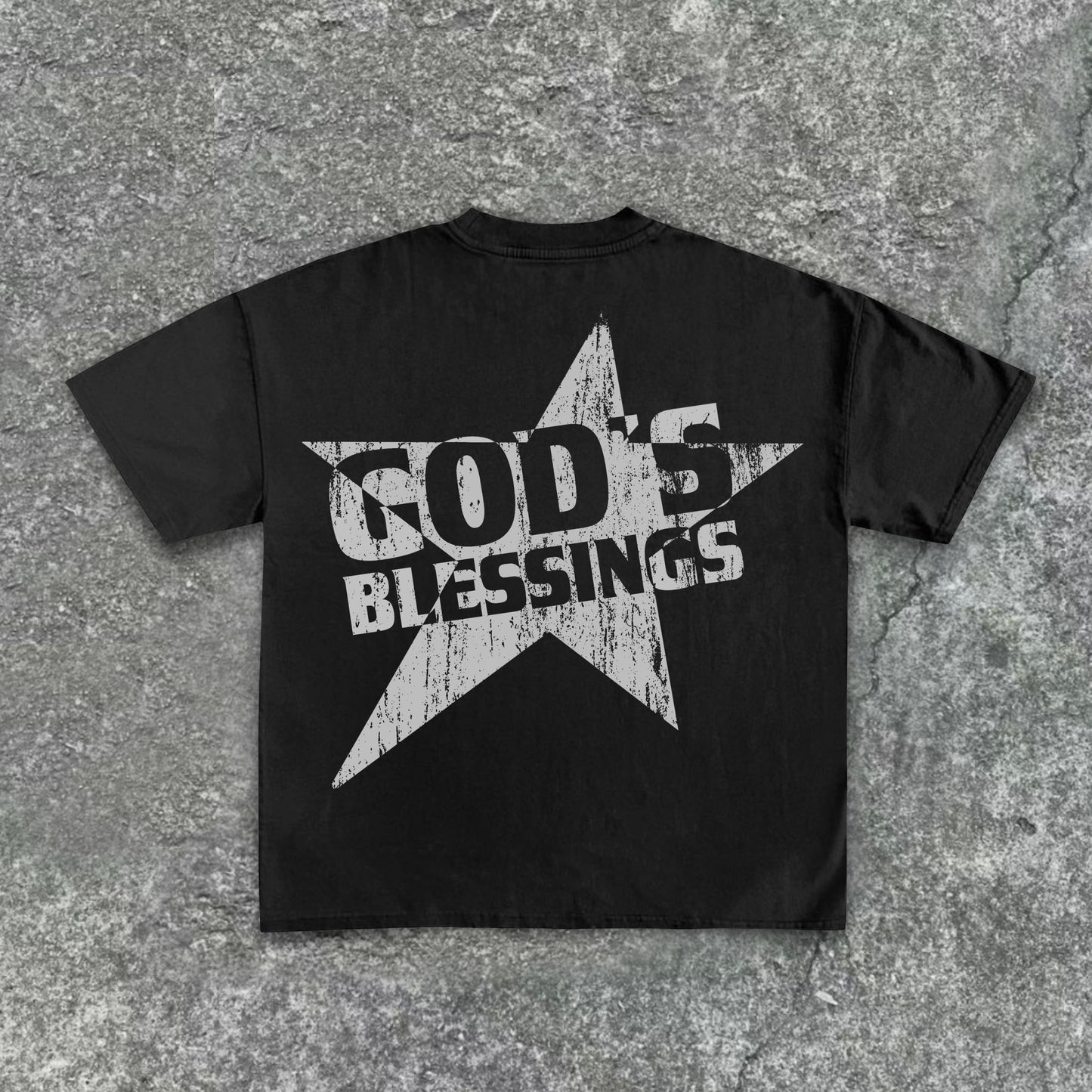 Men's God S Blessings Alphabet Slogan Print Cotton T-Shirt