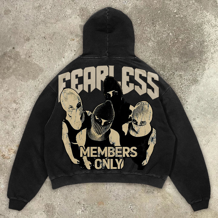 Fearless Graphic Acid Washed Oversized Hoodie