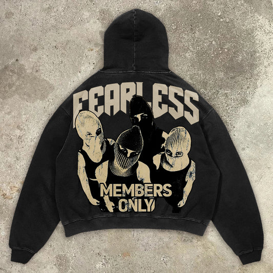 Fearless Graphic Acid Washed Oversized Hoodie