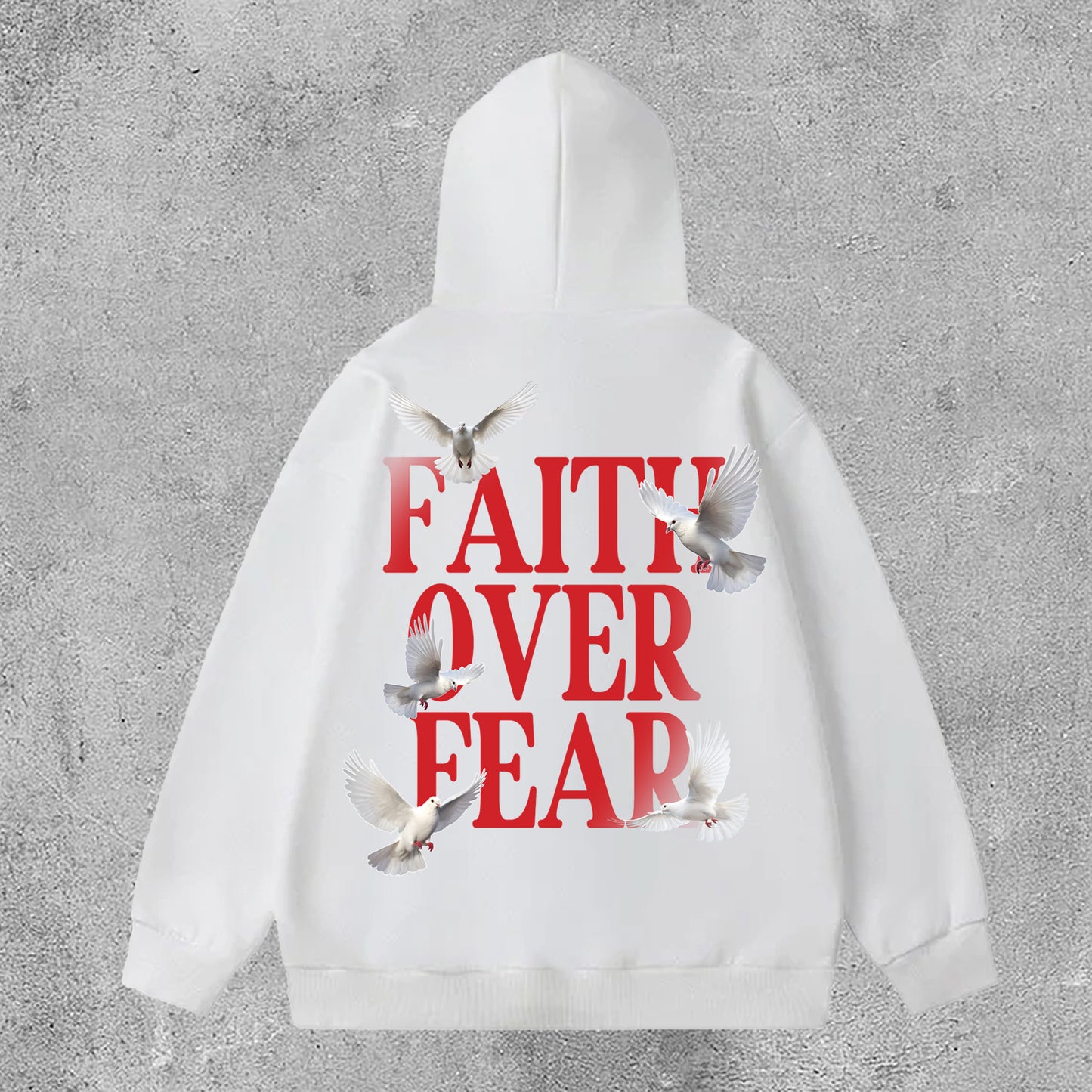 Casual Long Sleeve Faith Over Fear Print Side Pockets Hoodie