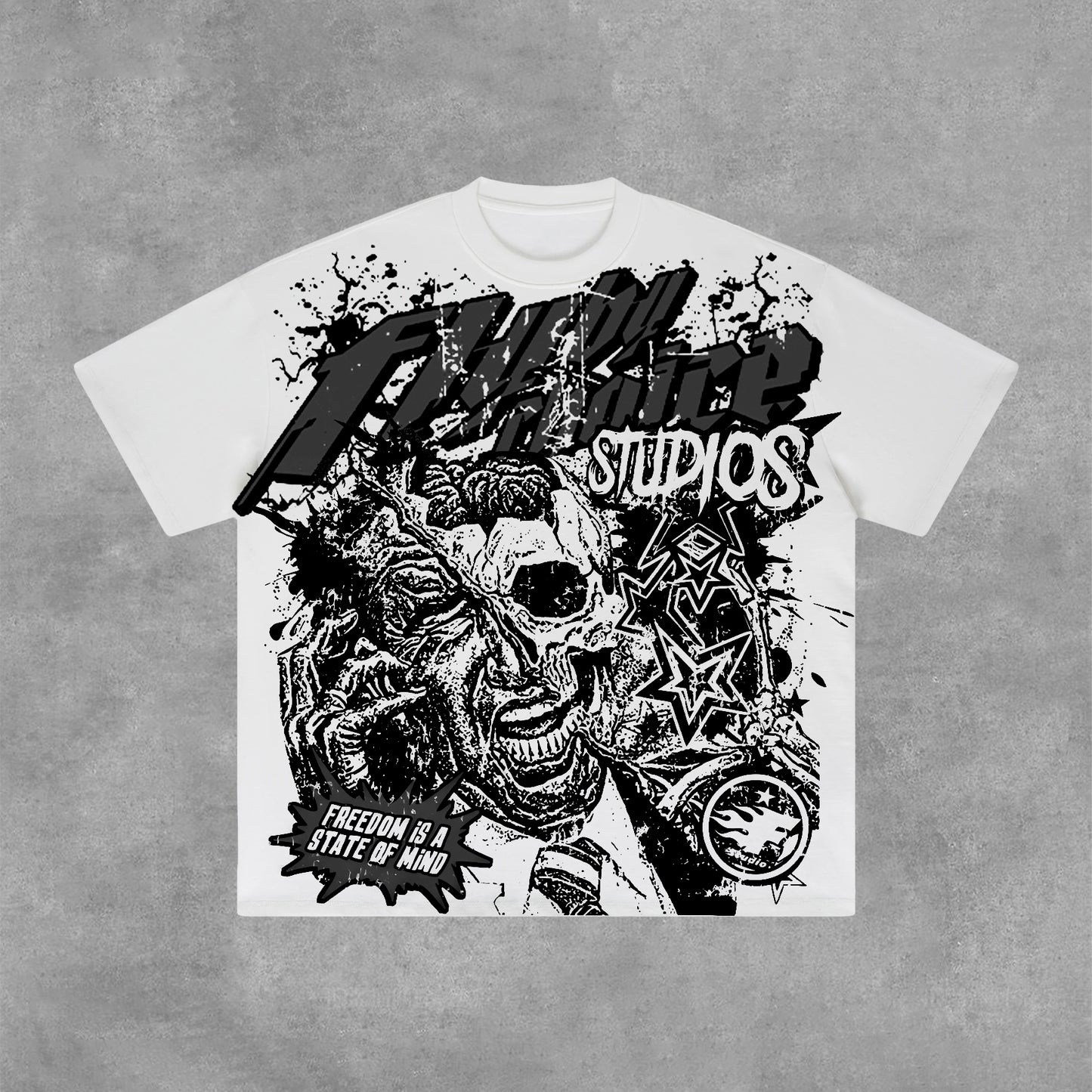 Fly By Choice Freedom Is A State Of Mind Skull Graphic Cotton T-Shirt