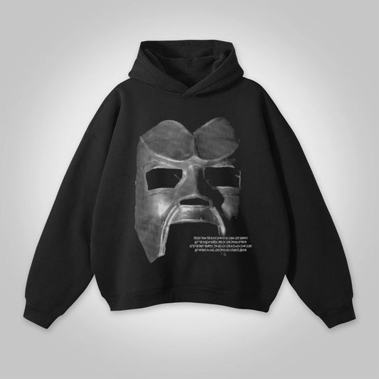 Vercoo Vintage The Illest Villain Mf Doom Graphic Print Pocketless Hoodie