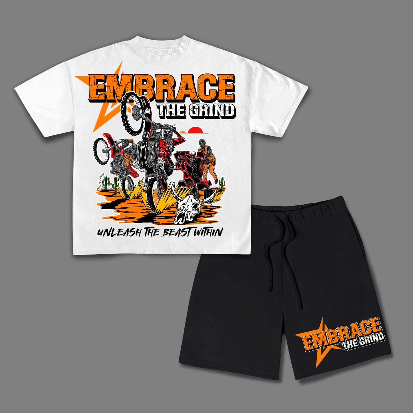 Vintage American Pattern - Embrace The Challenge Short Sleeve Tee & Shorts Two Piece Set