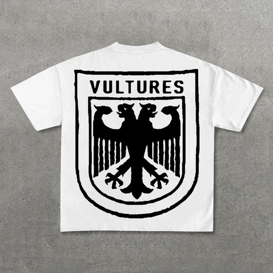 Vercoo Vintage Vultures Print Graphic Cotton T-Shirt