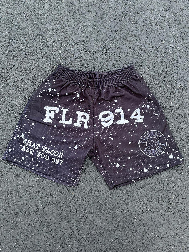 Vercoo Vintage Street Flr914 Print Mesh Shorts