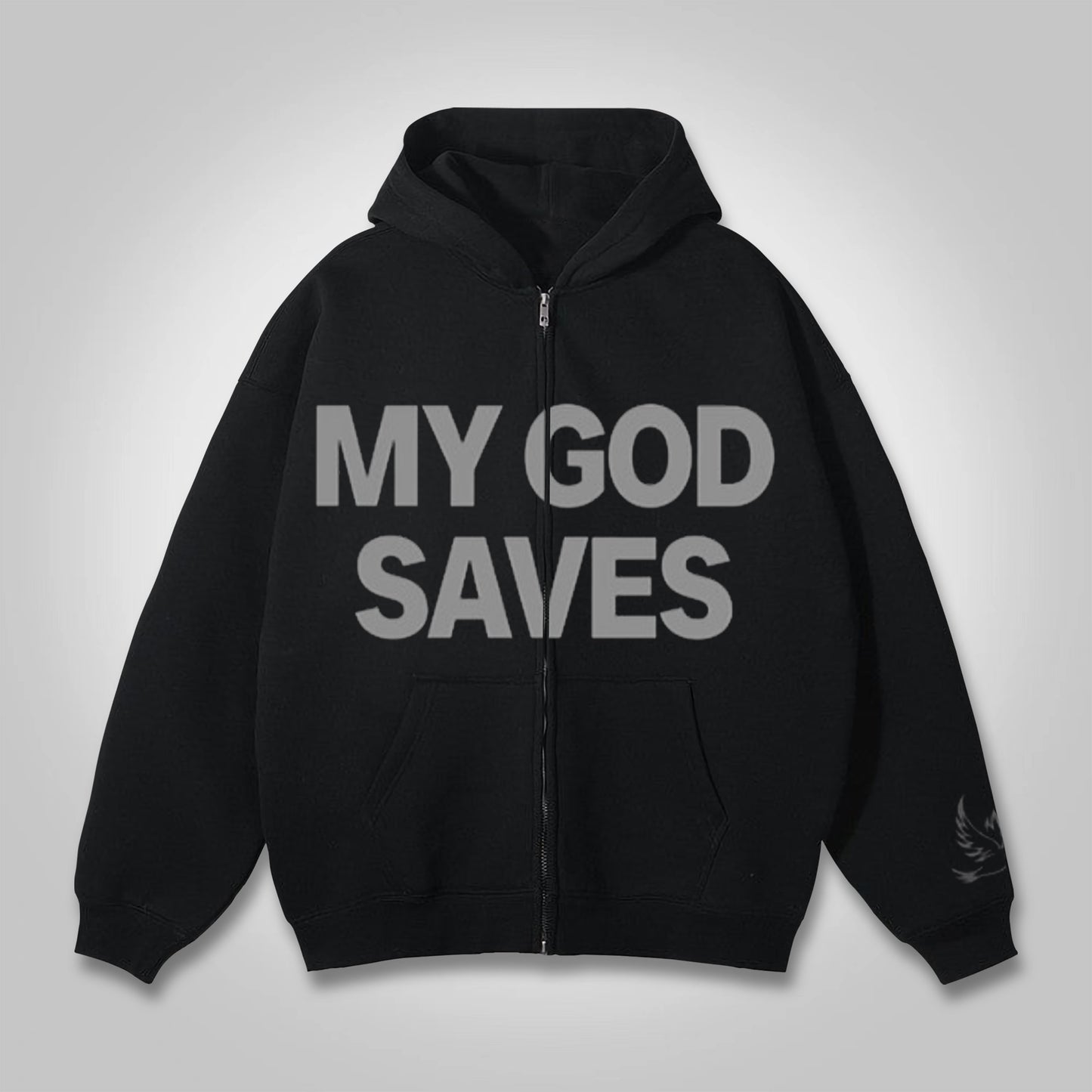 Vercoo Vintage My God Saved Pigeon Graphics Pocket Zip Hoodie