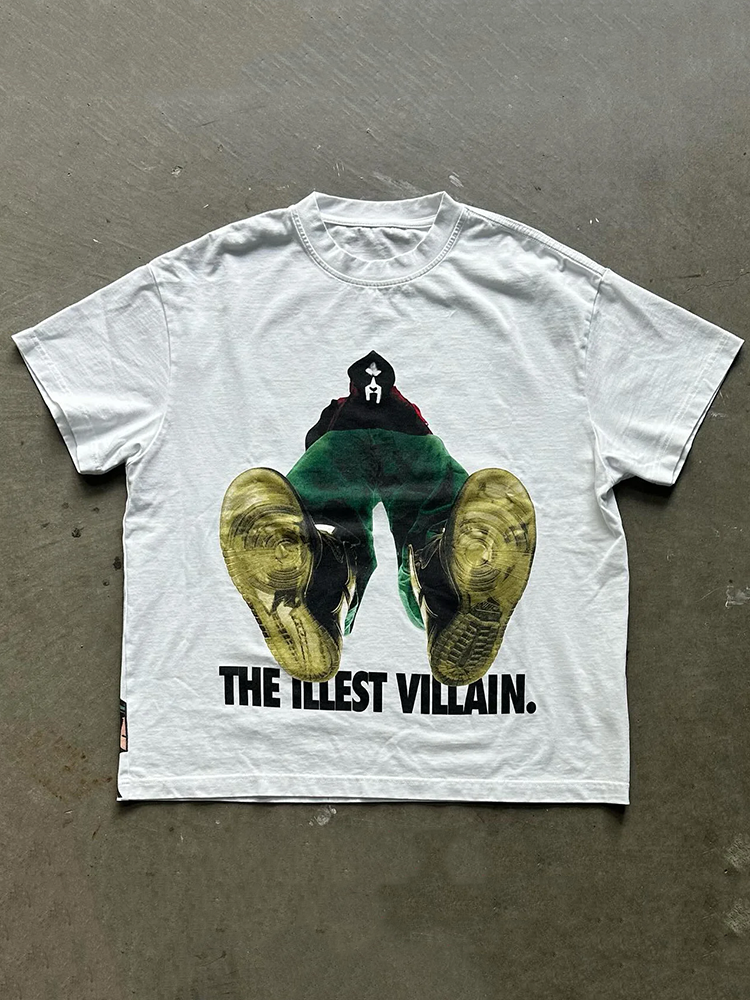 Vintage The Illest Villain Graphic Casual Street Basketball T-Shirt