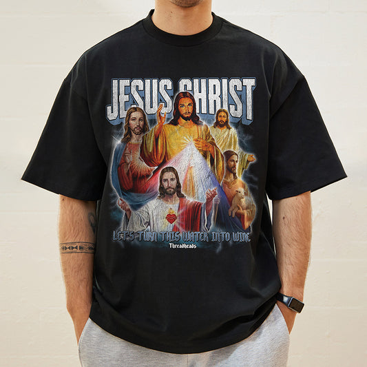 Vercoo Vintage Jesus Christ Graphic Oversized Tee