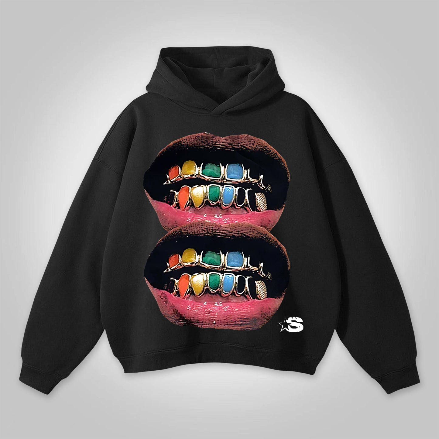 Vercoo Vintage Loose Lip Fashion Graphic Hoodie