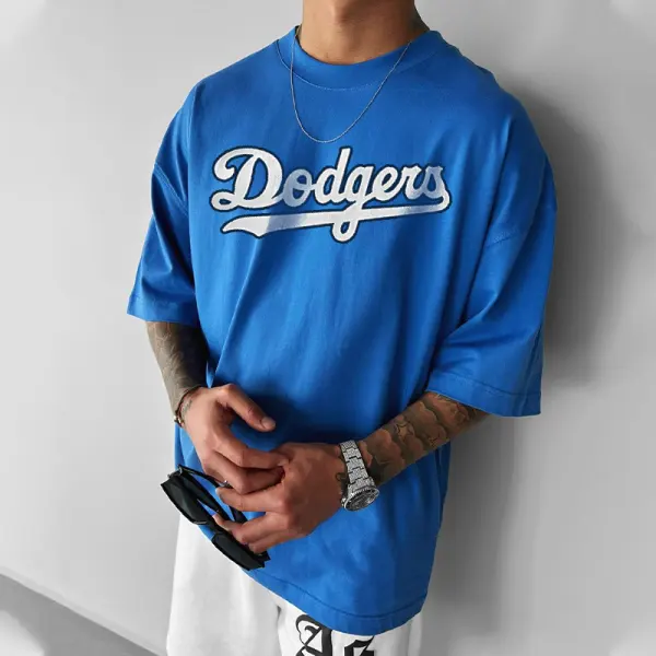 Oversized Dodgers Print Short Sleeve T Shirt