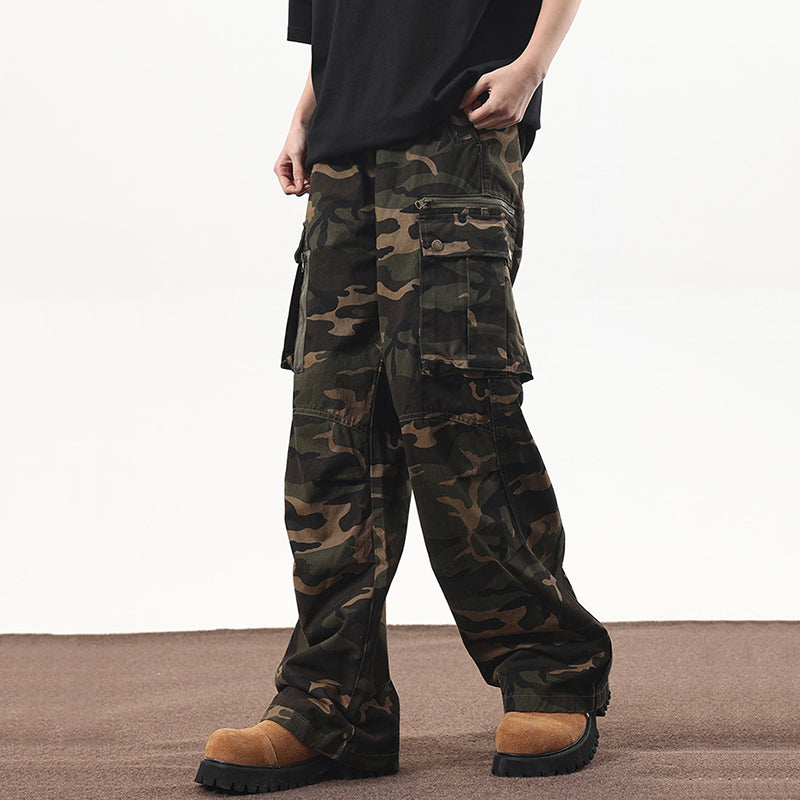 Vercoo Vintage Multi-Pocket Camouflage Cargo Pants