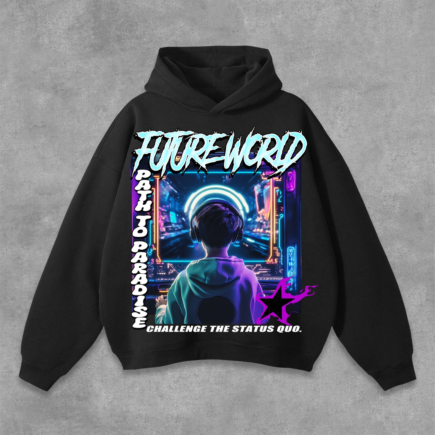 Vercoo Y2k Fashion Future World Graphic Hoodie