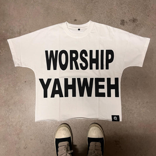 Vercoo Vintage Worship Yahweh Graphic Cotton T-Shirt