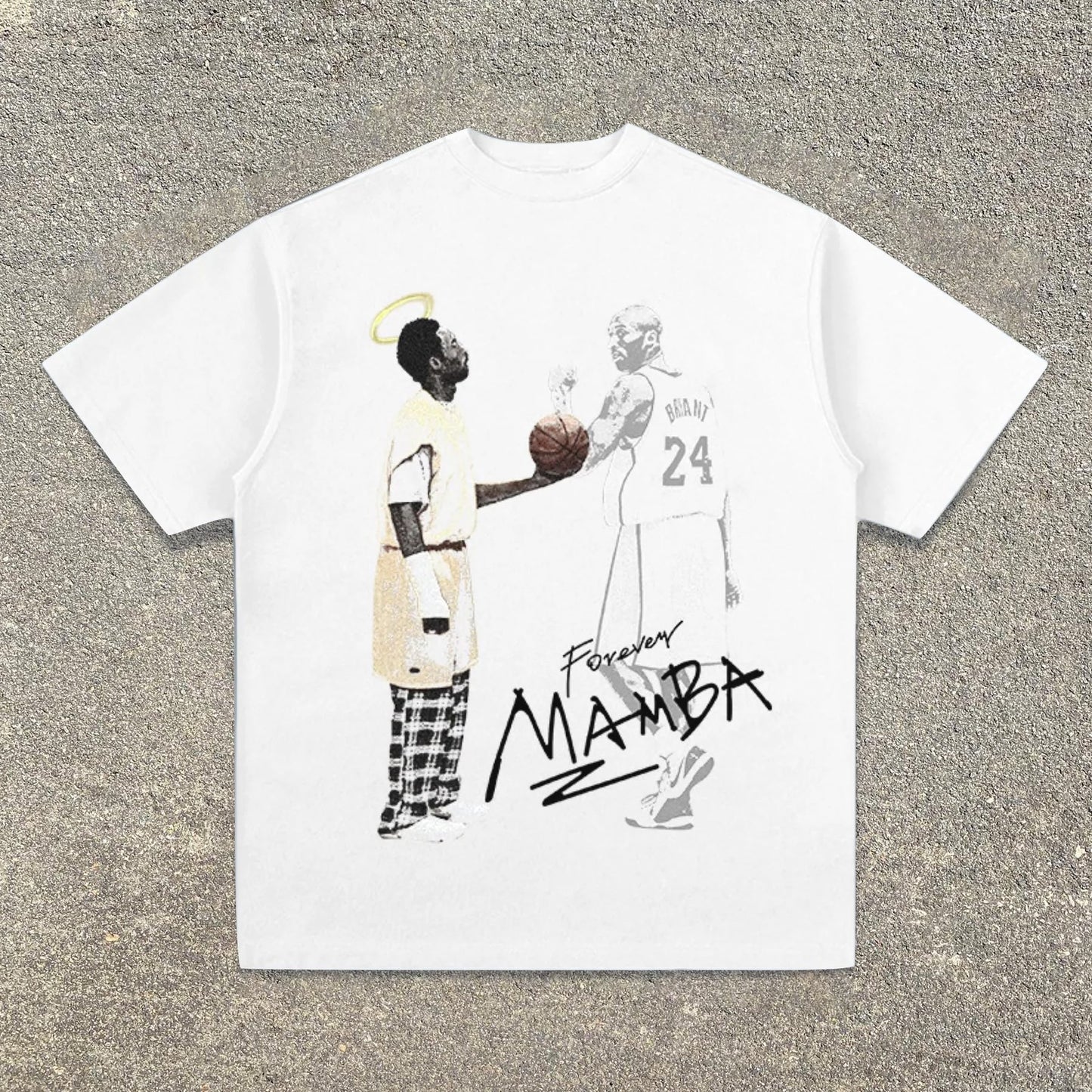 Vercoo Vintage Mamba Forever Graphic Cotton White Short Sleeve T-Shirt