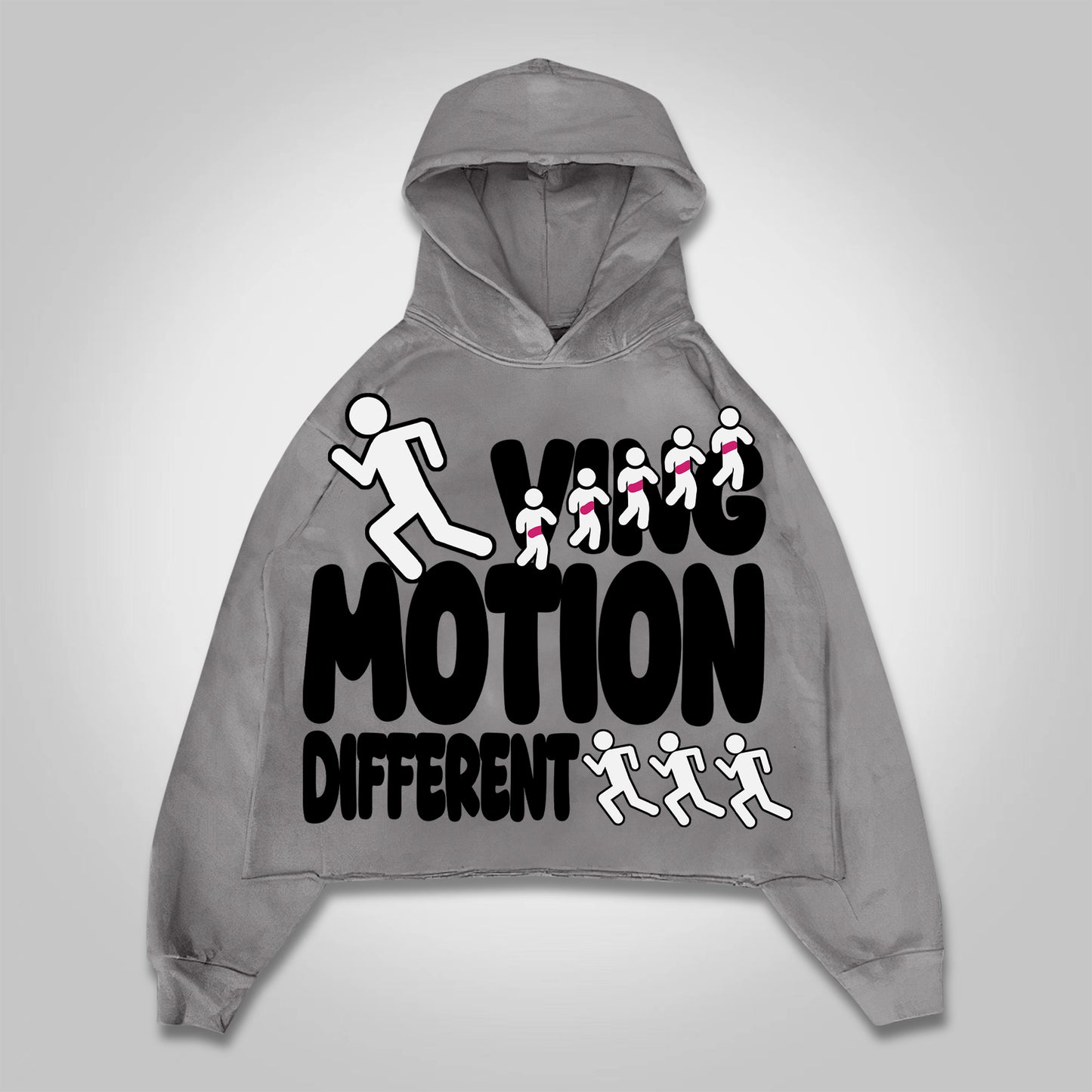 Vintage Motion Different Graphic Cropped Hoodie