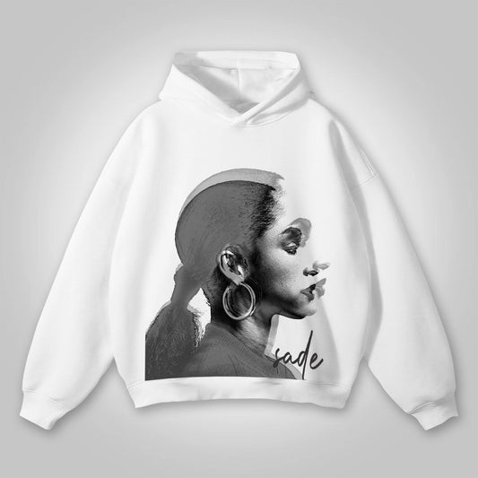 Vintage Sade Adu Print Cotton Hoodie