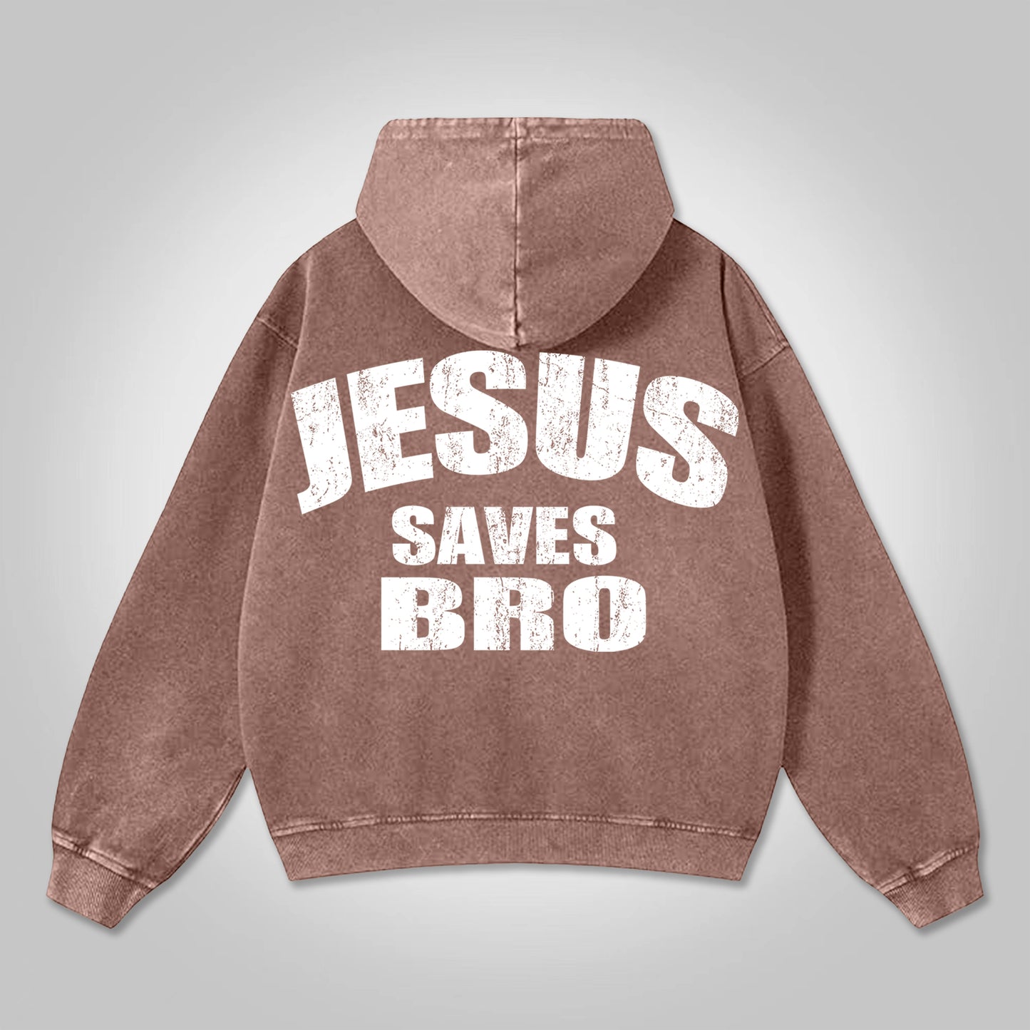 Vercoo Vintage Jesus Saves Bro Print Washed Hoodie