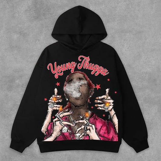 Young Thugga-Luh Lattt Graphics Print Side Pockets Hoodie