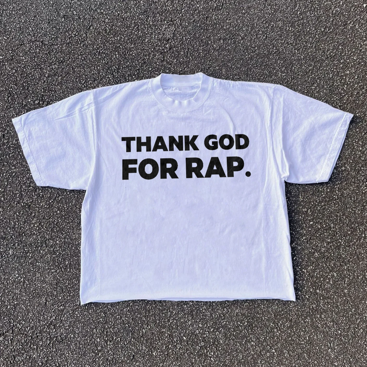 Vintage Thank God For Rap Graphic Casual Street Basketball T-Shirt