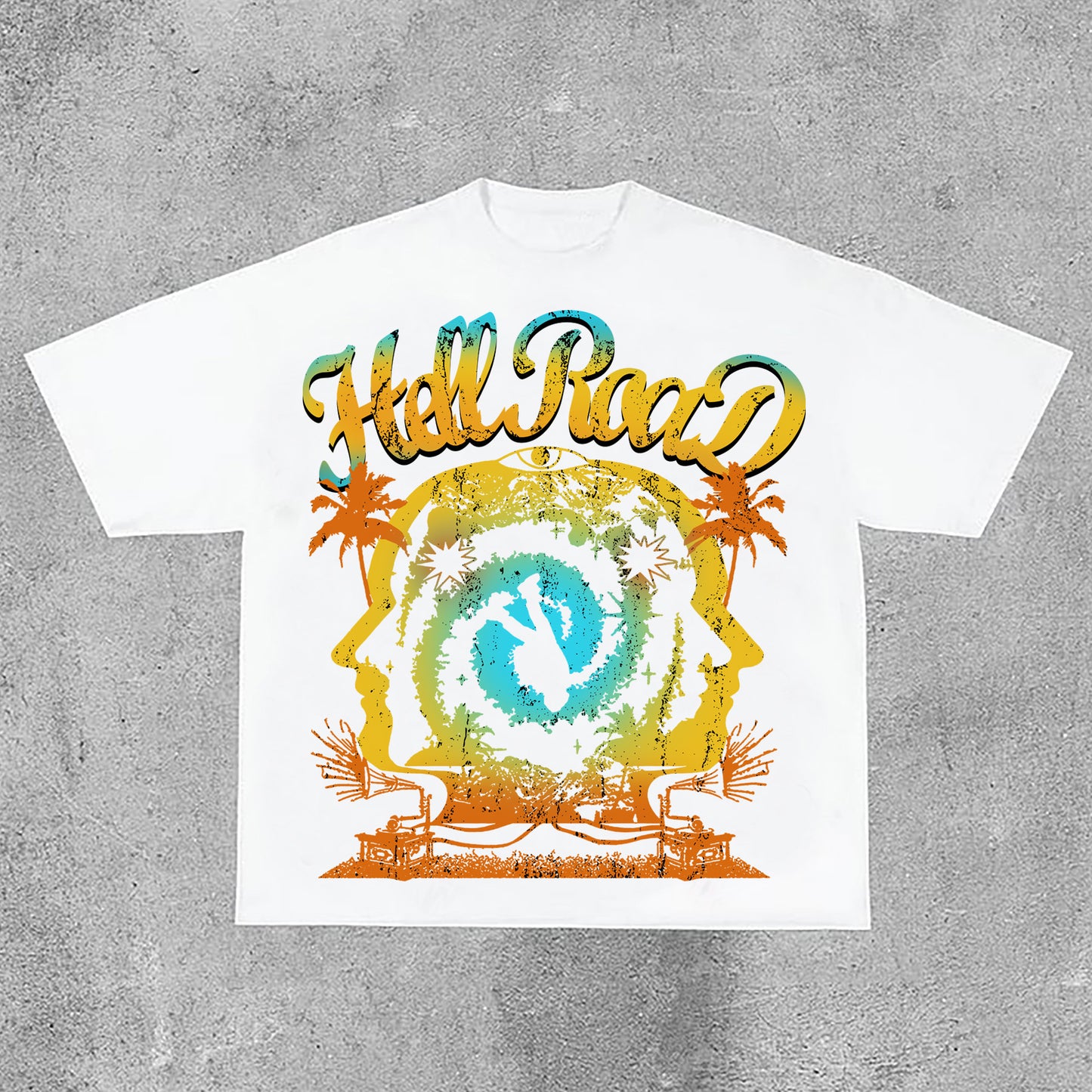 Hell Road Summer Color Portrait Graphic Print Cotton T-Shirt