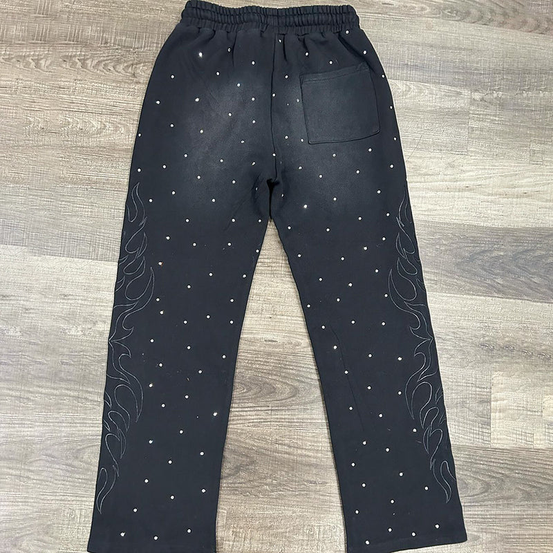 Vintage Polka Dots Fire Painted Flared Sweatpants