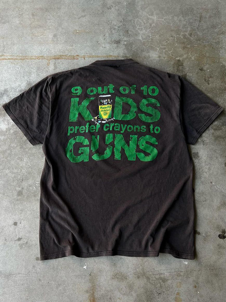 Vintage 9 Out Of 10 Kids Prefer Crayons To Guns Graphic Casual Street Basketball T-Shirt